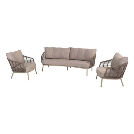 Puglia 3 seater SET : bench organic latte + 2x living chair - afbeelding 1