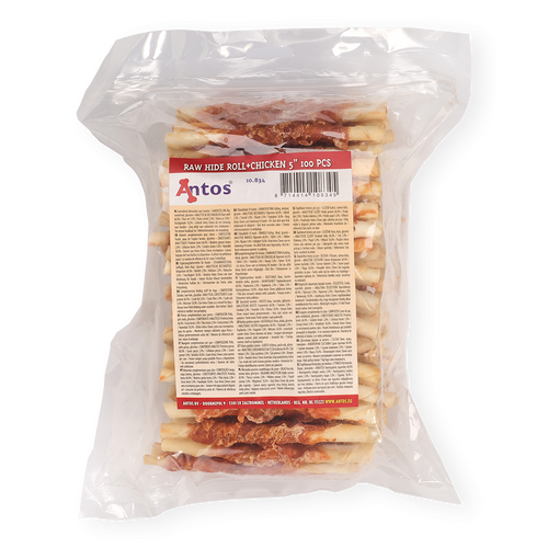 Raw Hide White + Chicken Roll 5" 100 stuks - afbeelding 2
