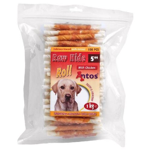 Raw Hide White + Chicken Roll 5" 100 stuks - afbeelding 1