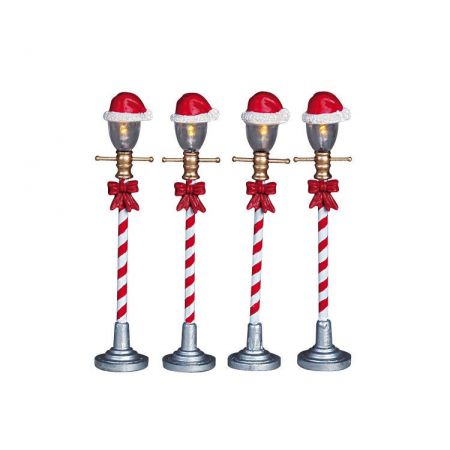 Lemax Santa Hat Street Lamp, Set Of 4, B/O (4.5V)