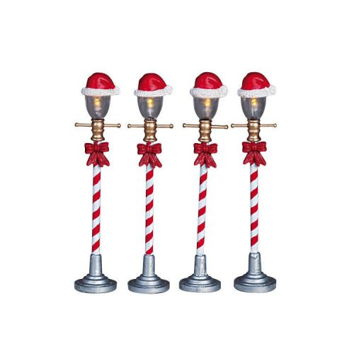 Lemax Santa Hat Street Lamp, Set Of 4, B/O (4.5V)