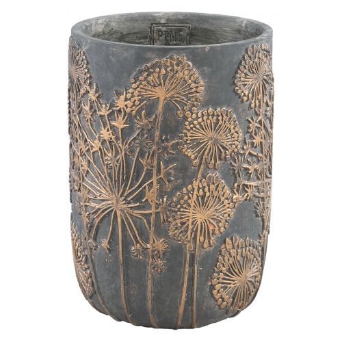 Shein Black cement dandelion pattern pot round M