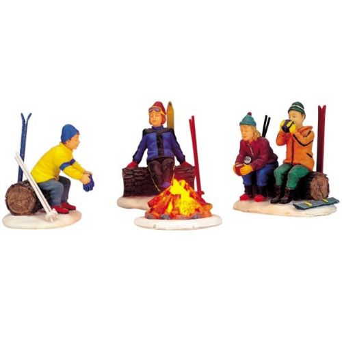 Lemax SKIERS' CAMP FIRE, SET OF 4, B/O (4.5V)