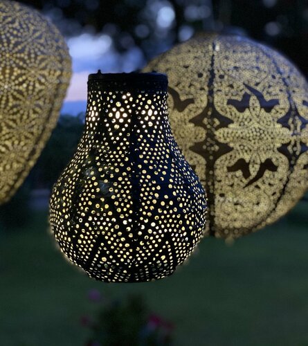 Solarlamp d16cm bulb ikat petrol - afbeelding 2