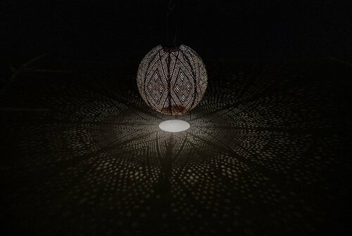 Solarlamp d30cm ikat licht taupe - afbeelding 2