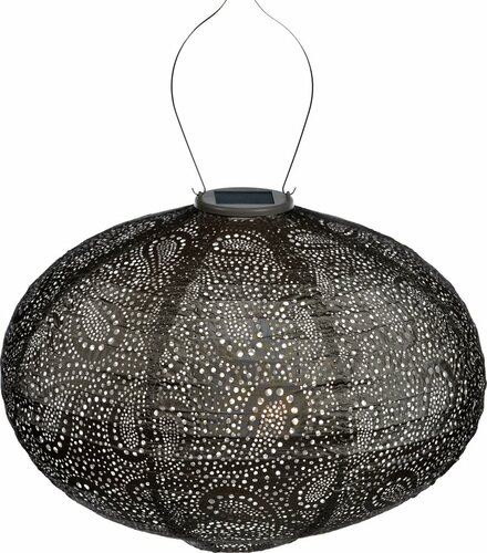 Solarlamp d40cm ovaal paisley taupe - afbeelding 1