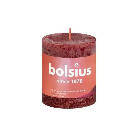 Bolsius Stompk rustiek d6.8h8cm velvet rood