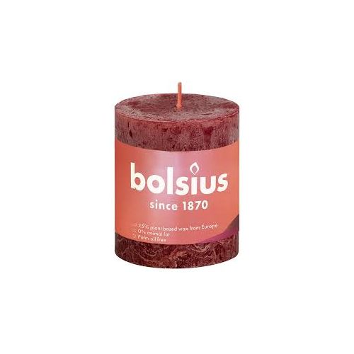 Bolsius Stompk rustiek d6.8h8cm velvet rood