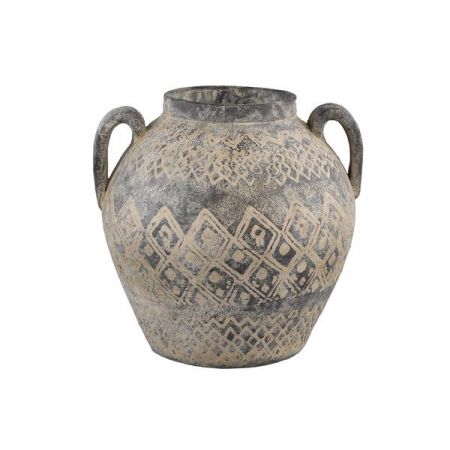 Tunis Grey ceramic jar round with ears M