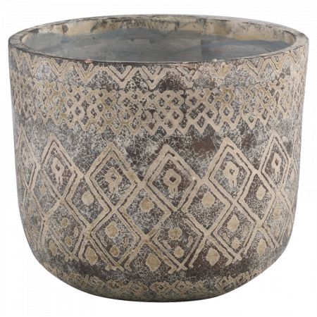 Tunis Grey ceramic pot round L