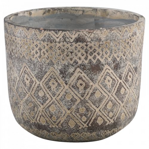 Tunis Grey ceramic pot round L