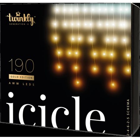 Twinkly Icicle 190 LED AWW transparent wire plug F