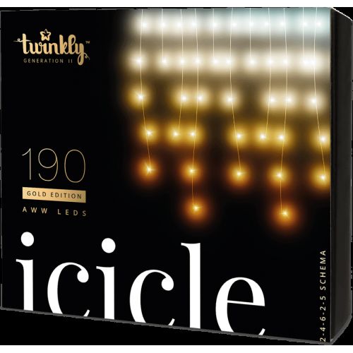 Twinkly Icicle 190 LED AWW transparent wire plug F