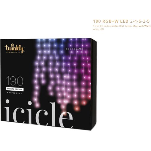 Twinkly Icicle 190 LED RGBW transparent wire plug F
