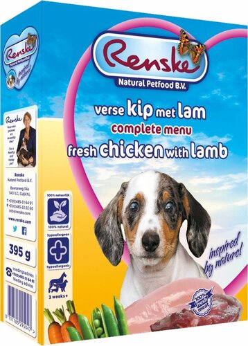 Vers hond pup kip&lam 395g