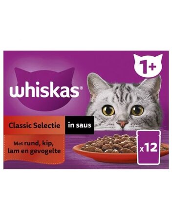 WHISKAS Pouch adult saus classic selectie 12x85gr