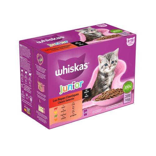 WHISKAS Pouch junior saus classic selectie 12x85gr