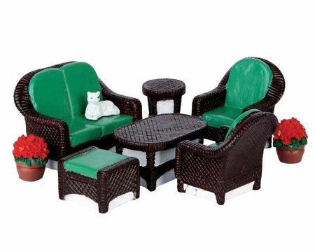 WICKER LAWN SET, SET OF 8